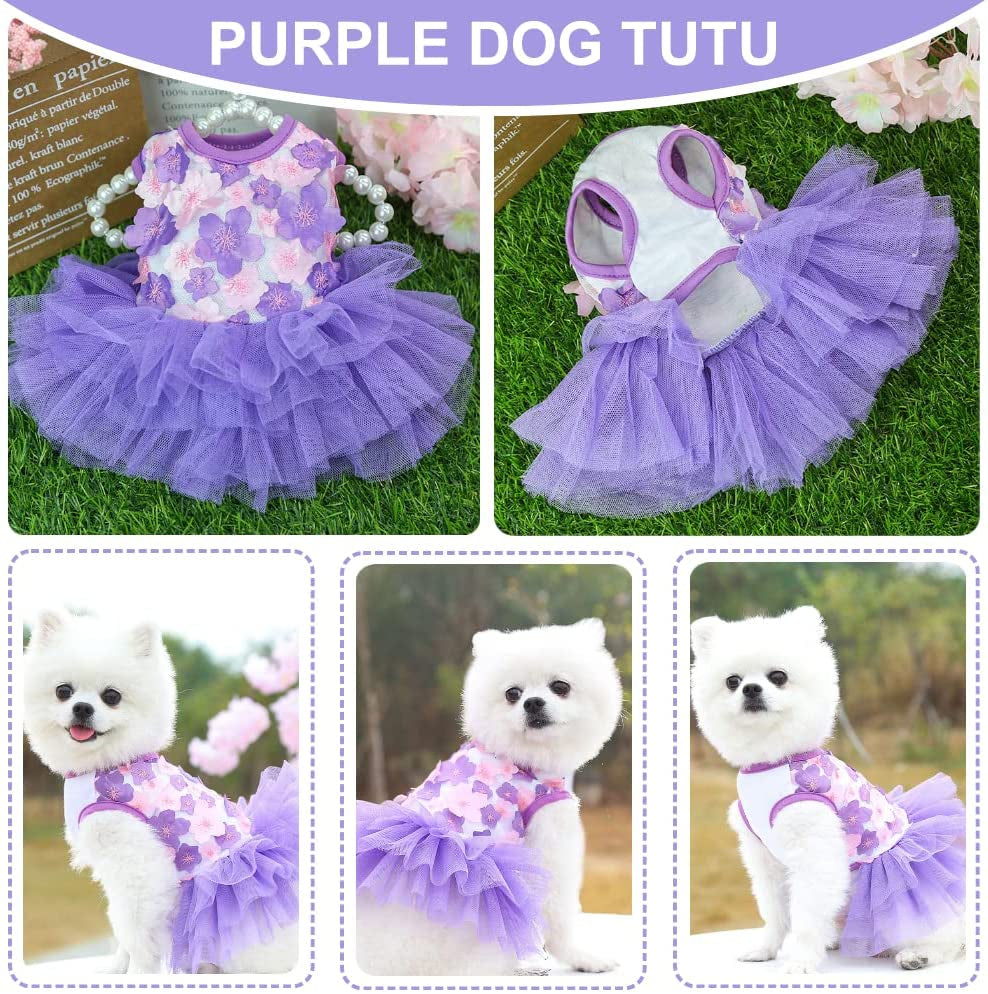 Dog Dresses for Small Dogs Girl 3 Pack Summer Puppy Clothes Outfit Apparel Female Cute Cat Skirt Pup Tutu Pink Yorkie Clothing Breathable Pet Dress for French Bulldog Chihuahua (AA, X-Small)