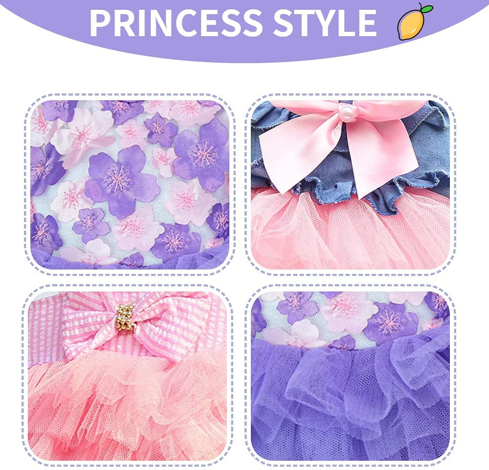 Dog Dresses for Small Dogs Girl 3 Pack Summer Puppy Clothes Outfit Apparel Female Cute Cat Skirt Pup Tutu Pink Yorkie Clothing Breathable Pet Dress for French Bulldog Chihuahua (AA, X-Small)